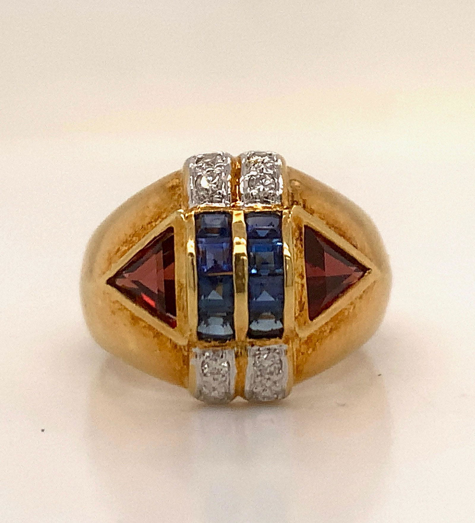 18k Antique Art Deco diamond sapphire garnet ring (1 of 10)