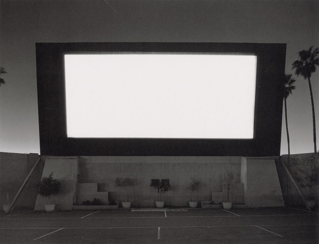 HIROSHI SUGIMOTO - Rubidoux Drive-In, Rubidoux, 1993: Artist: Hiroshi Sugimoto Title: Rubidoux Drive-In, Rubidoux, 1993 Medium: Photo Litho, 2005, Germany Dimensions: 8.45x6.55" Description: Heat Wax Mounted on 8.5x11" Conservation Board Artist Bio: Hiro