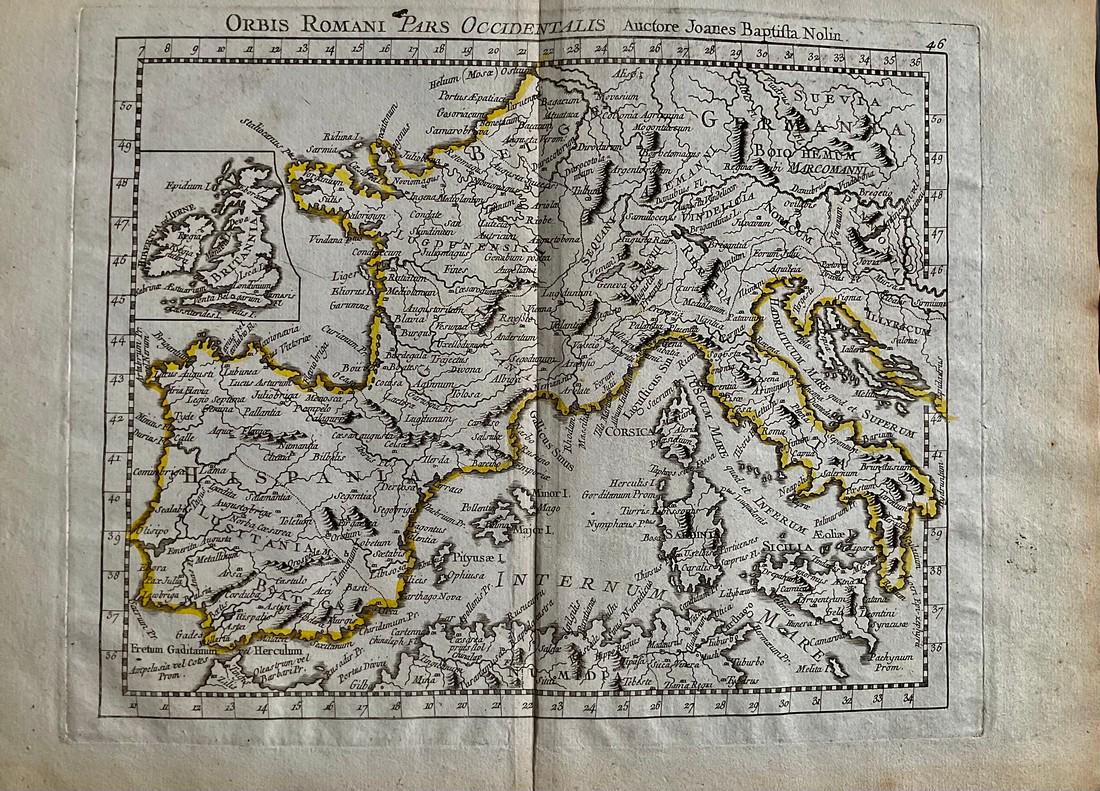 Ancient Western Roman Empire 1780/81. Scarce map by J. B. Nolin (1 of 1)