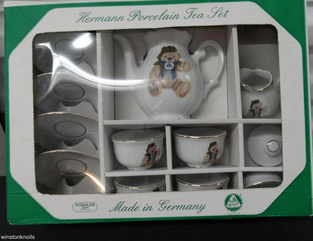 VINTAGE ROEHLER HERMANN-COBURG CHILD'S PORCELIAN 12 PC TEA SET MIB (1 of 8)