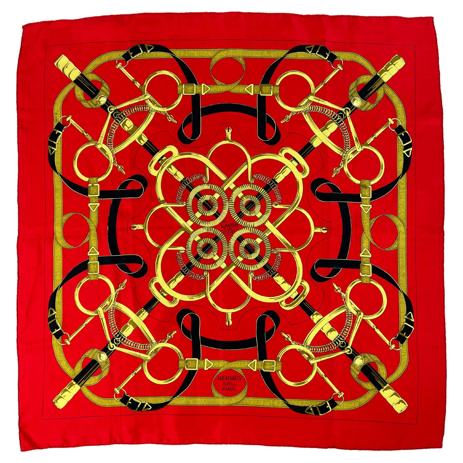 Vintage Hermès Paris Henri d’Origny “Sellier” Silk Scarf 90 CM (1 of 7)