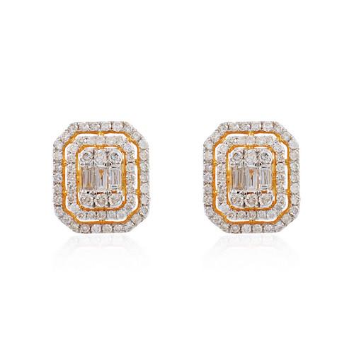 H/SI Baguette Diamond Stud Earrings 14k Yellow Gold (1 of 4)