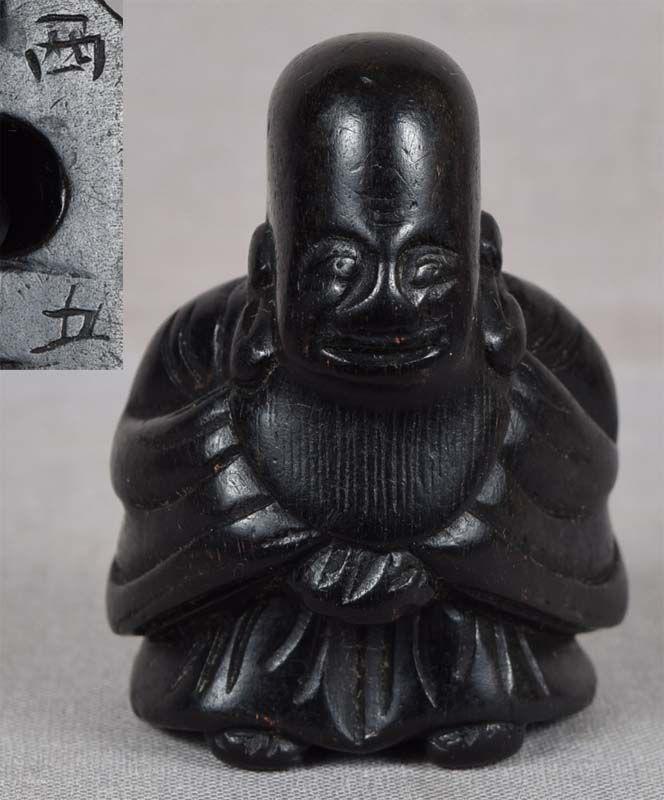 18c ebony netsuke JUROJIN by SEIGO (1 of 6)