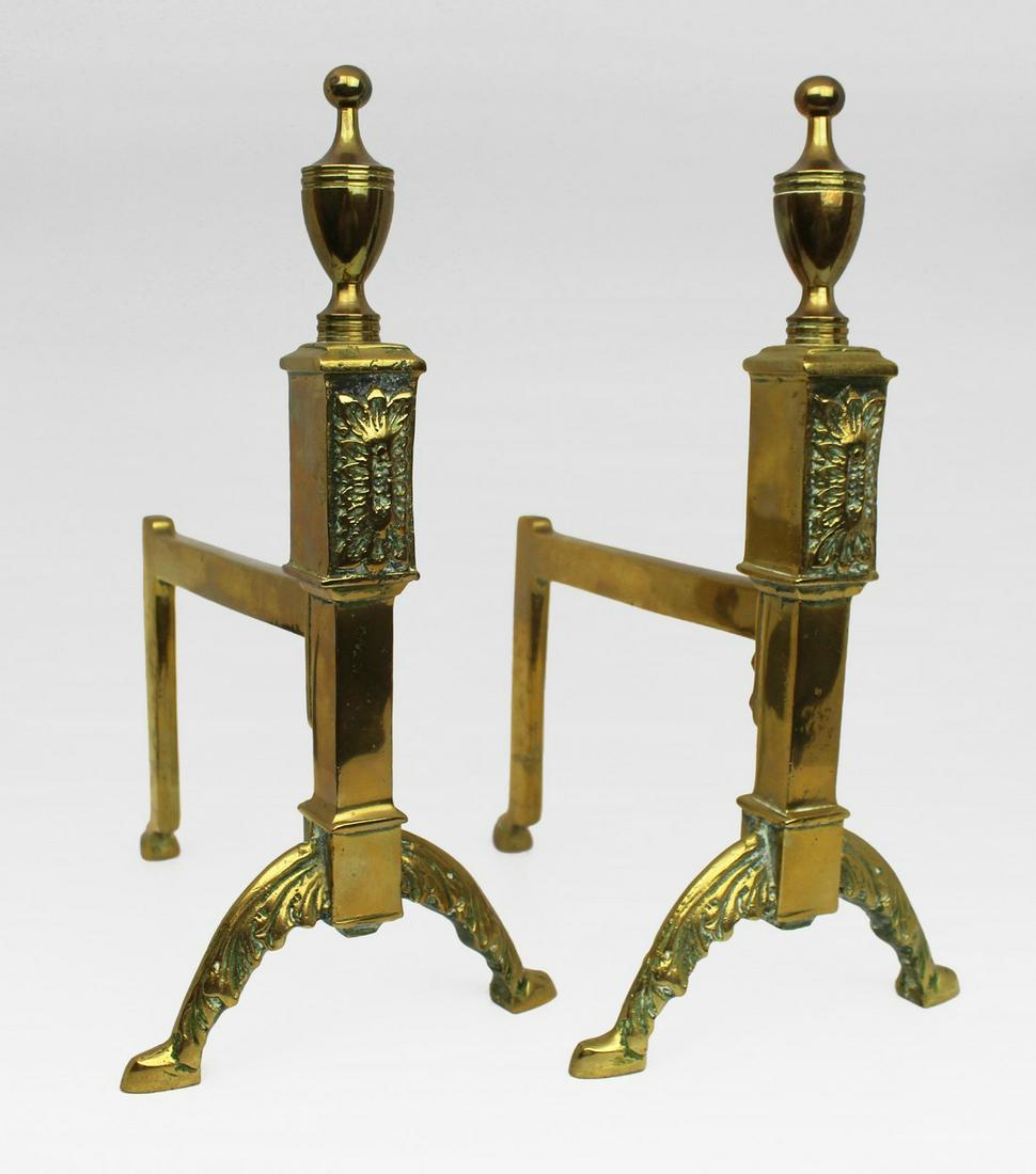Pair of Antique Solid Brass Fire Dogs (1 of 4)