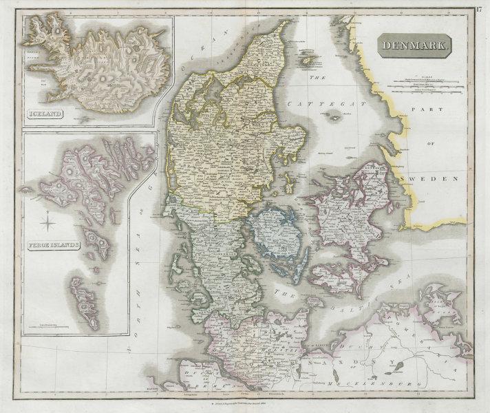 Denmark, Iceland & the Feroe (Faroe) islands by John Thomson 1830 old map: TITLE/CONTENT OF MAP: 'Denmark // Iceland // Feroe islands' DATE PRINTED: 1830 IMAGE SIZE: Approx 53.5 x 63.5cm, 21 x 25 inches (Large); Please note that this is a folding map. TYPE: Antique early 19t