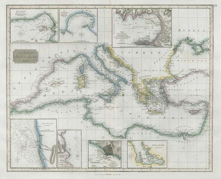 Chart of the Mediterranean Sea. Marseilles Genoa Gibraltar. THOMSON 1830 map (1 of 2)