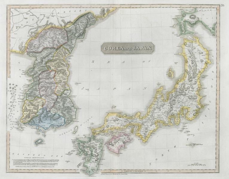 Corea and Japan by John Thomson. East Asia. Korea 1830 old antique map chart: TITLE/CONTENT OF MAP: 'Corea and Japan' DATE PRINTED: 1830 IMAGE SIZE: Approx 52.0 x 66.5cm, 20.5 x 26.25 inches (Large); Please note that this is a folding map. TYPE: Antique early 19th century atlas