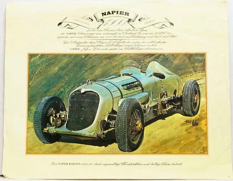Lithography - E Kuhn - Napier Railton 1933 Gray: Maker: E Kuhn Title: Napier Railton 1933 Gray Type: Lithography Format: 41 centimeters long and 33 centimeters high Condition: Used The lithography is not damage. Reserve: $6.00 Shipping: