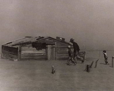 ARTHUR ROTHSTEIN - Dust Storm, Cimarron County, 1936: Artist: Arthur Rothstein Title: Dust Storm, Cimarron County, Oklahoma, 1936 Medium: Photo Litho, 1998, USA Dimensions: 6.45x5.15" Description:Heat Wax Mounted on 8.5x11" Conservation Board Artist Bio: