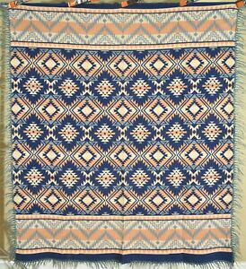 30's Beacon Mills Blanket ~Native American Design: This GORGEOUS cotton 20's/30's Beacon Mills camp blanket measures 66" X 74" and is in very good condition, with a couple of small, faint spots and no wear, except for some missing wool fringe in a cou