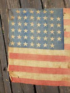 Super rare Pattern 45 Star American Flag - parade flag dates to 1896: Flag was produced between 1896 and 1908. 45 star represents the state of Utah and was admitted to the Union on July 4th 1896. Rare pattern . The best size for framing. Has the look of a 125 year old f