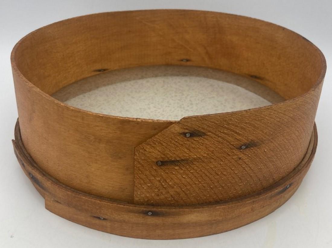 Early 1900's Primitive Bentwood Grain Sifter 11": Title: Early 1900's Primitive Bentwood Grain Sifter 11" Date/Period: approx early 1900's Dimension: approx 11" x 4" Materials: wood, metal Additional Information: Early 1900's Primitive Bentwood Grain