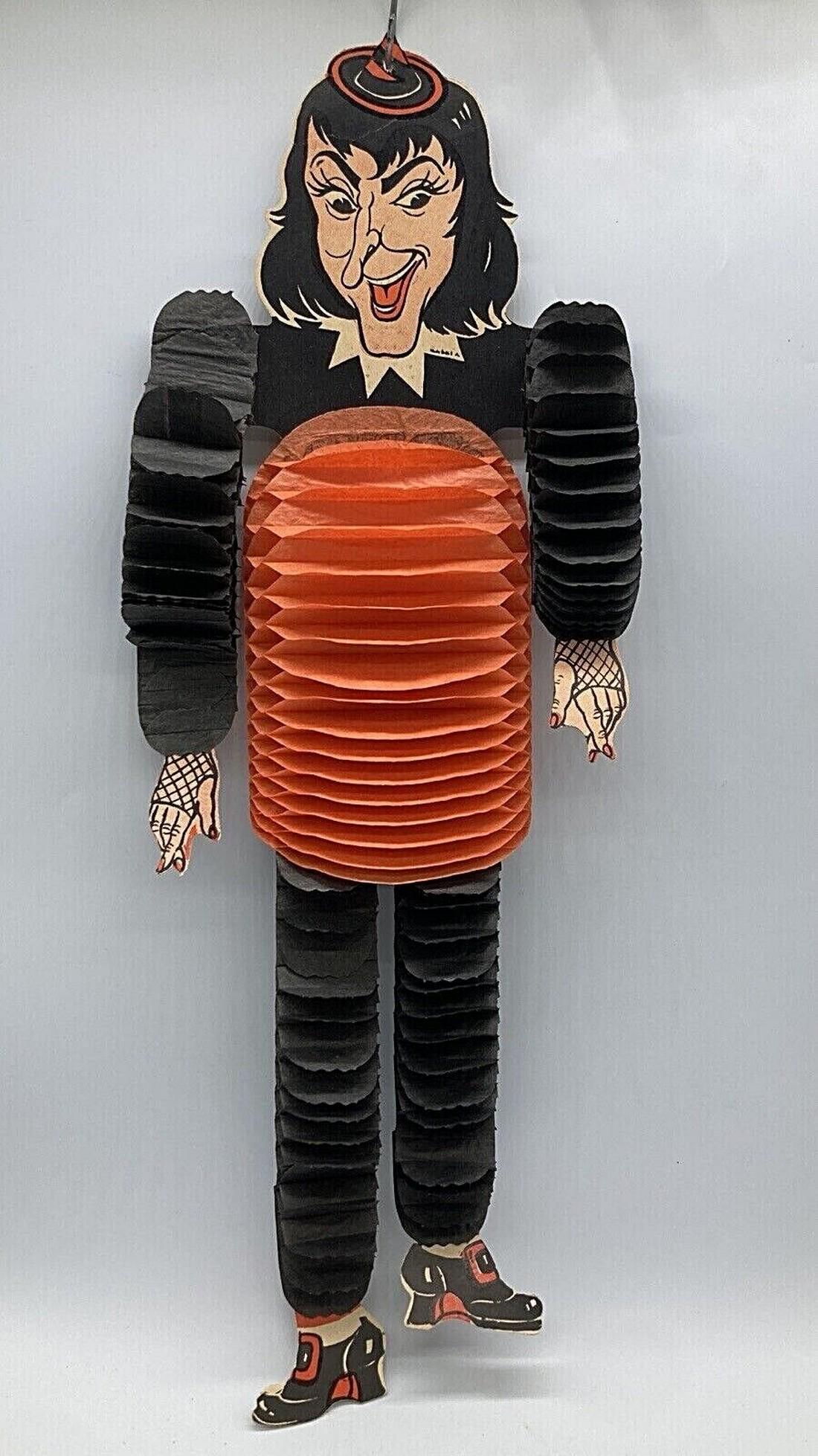 BEISTLE VINTAGE HALLOWEEN HONEYCOMB WITCH DANCING ONE DANCER HANGING DECORATION: Title: BEISTLE VINTAGE HALLOWEEN HONEYCOMB WITCH DANCING ONE DANCER HANGING DECORATION Date/Period: N/A Dimension: N/A Materials: paper Additional Information: BEISTLE VINTAGE HALLOWEEN HONEYCOMB WITC
