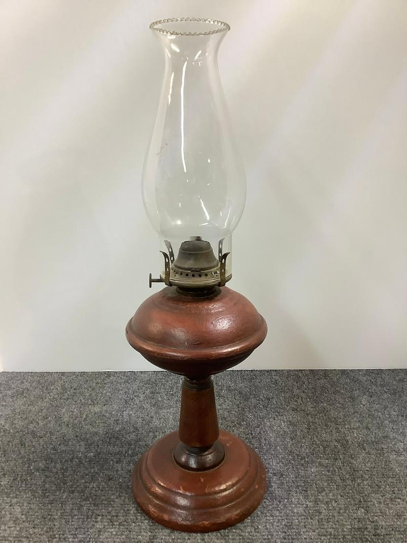 Rare Fiber Ware Lamp: Title: Rare Fiber Ware Lamp Provenance/Additional Info: Rare Fiber Ware Lamp, Partial Original Label. 19th Century. Good Original Condition. Manufactured by the "Fibre Ware Co. Portland, Maine" Pat. D