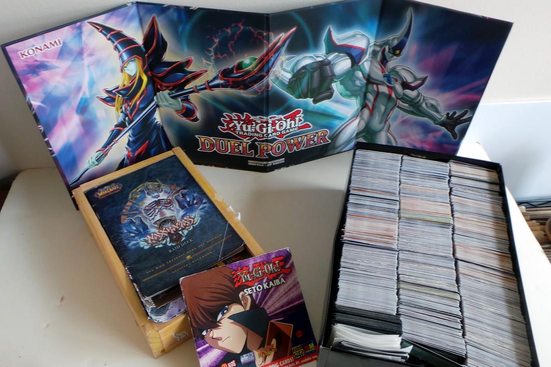 Yu Gi Oh Trading Card Game: Yu Gi Oh Trading Card Game (dates vary early 2000) about 2000 trading cards with card sleeves game boards - Condition: good Shipping: Domestic: Flat-rate of $20.00 to anywhere within the contiguous U.