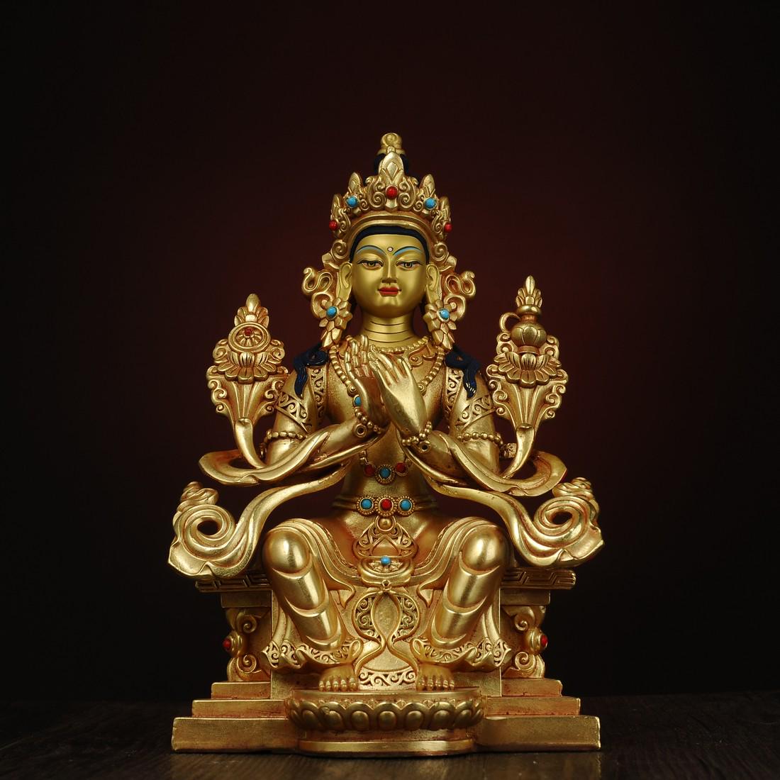Tibetan Bronze Buddha Statue - Shakyamuni Buddha: Title: Tibetan Bronze Buddha Statue - Shakyamuni Buddha Origin: Asian private collection Period: 20th C Description: Size: about 21x13x10cm. The ancient religious Buddha statue in Tibetan history - Sa