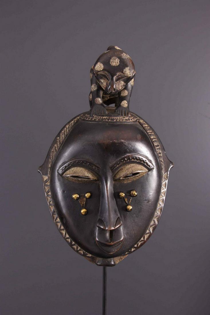 Baule "moon" mask - RCI, Ivory Coast - African Art Tribal Art (1 of 11)