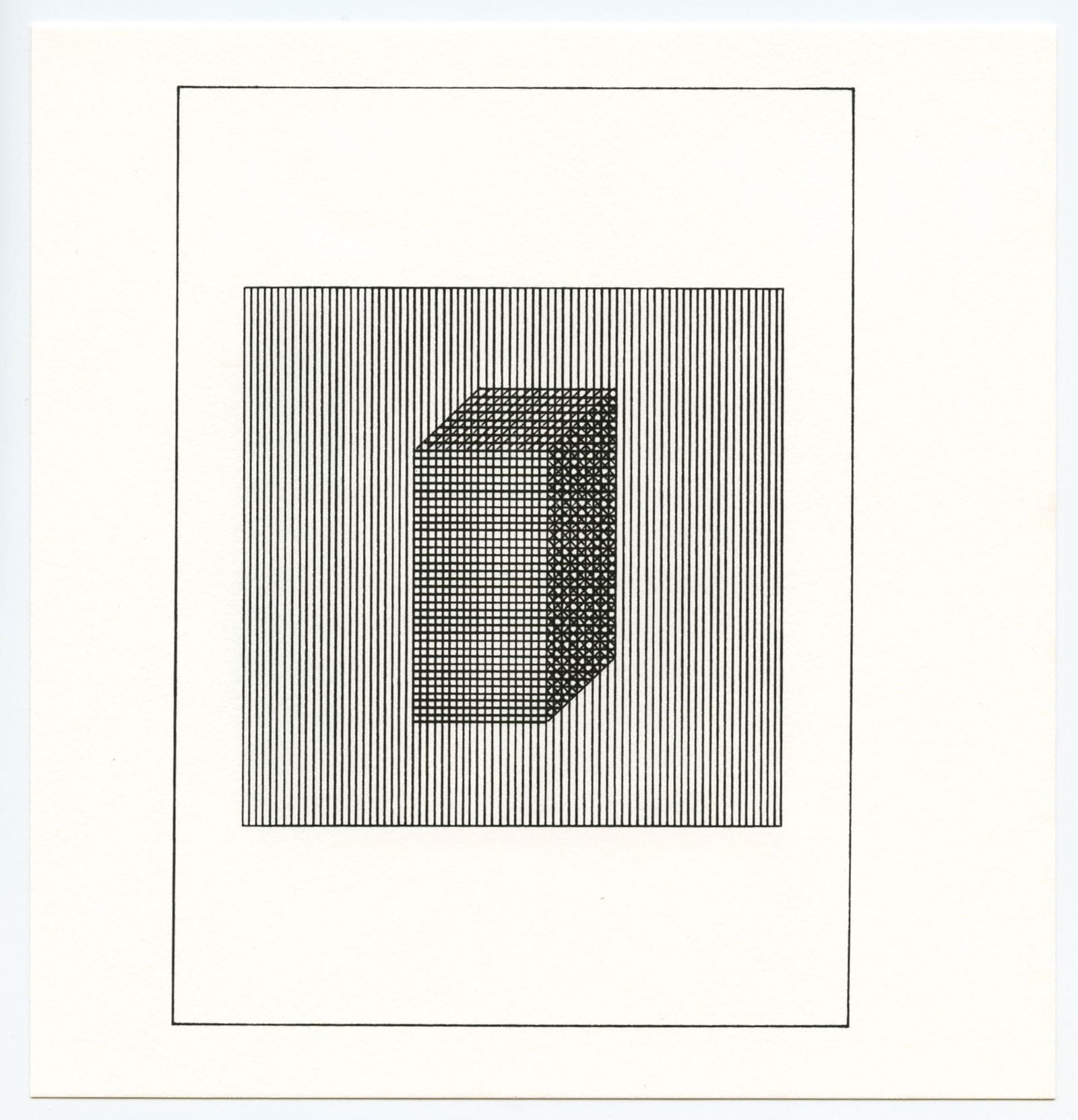 Sol LeWitt silkscreen, edition of 1500: Medium: silkscreen. Printed in 1984 for "Ficciones" and published by The Limited Editions Club in an edition of 1500. Size: 8 x 7 5/8 inches (203 x 194 mm). Not signed. Reserve: $80.00 Shipping: Domes