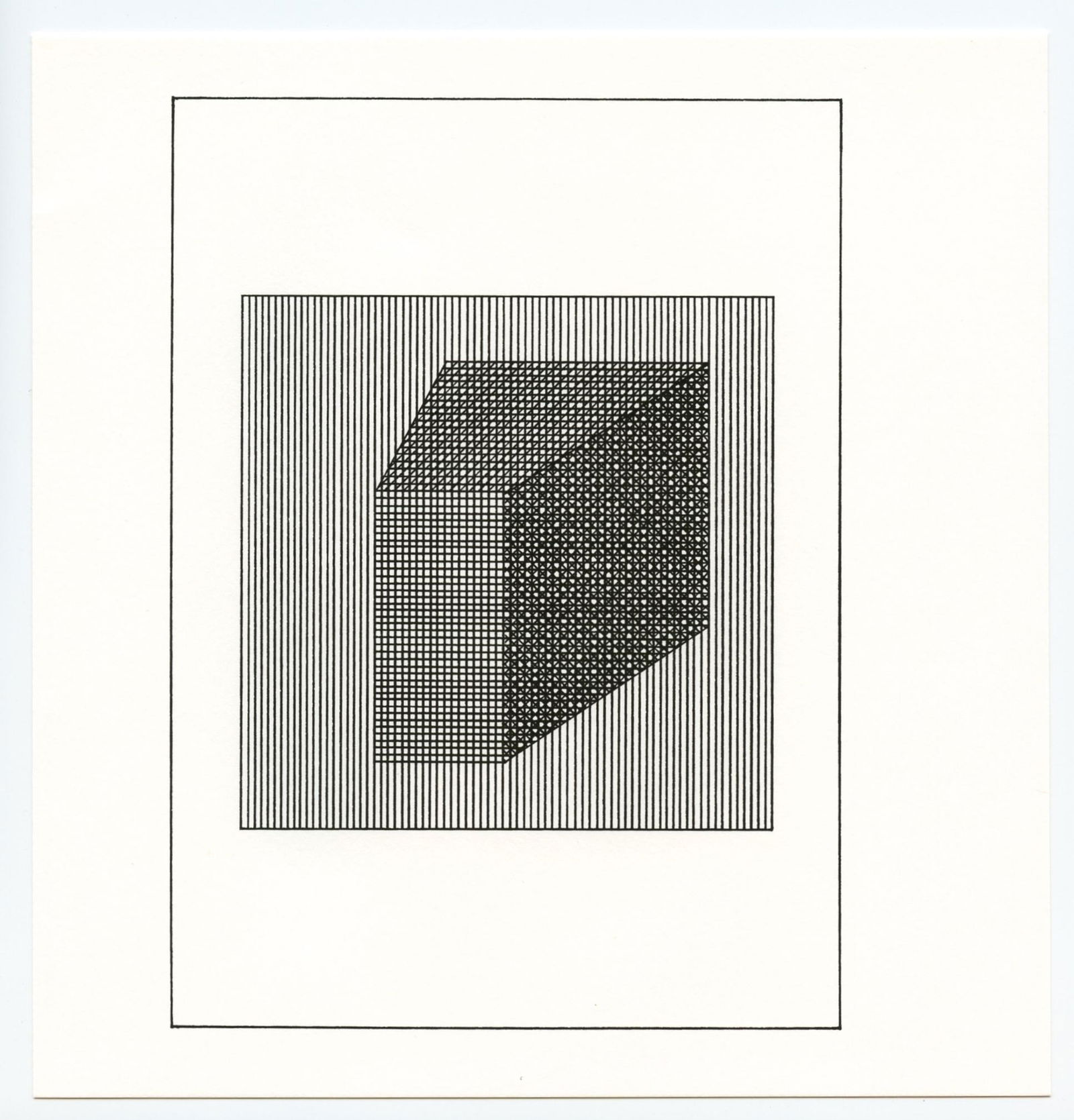 Sol LeWitt silkscreen, edition of 1500: Medium: silkscreen. Printed in 1984 for "Ficciones" and published by The Limited Editions Club in an edition of 1500. Size: 8 x 7 3/4 inches (203 x 198 mm). Not signed. Reserve: $80.00 Shipping: Domes