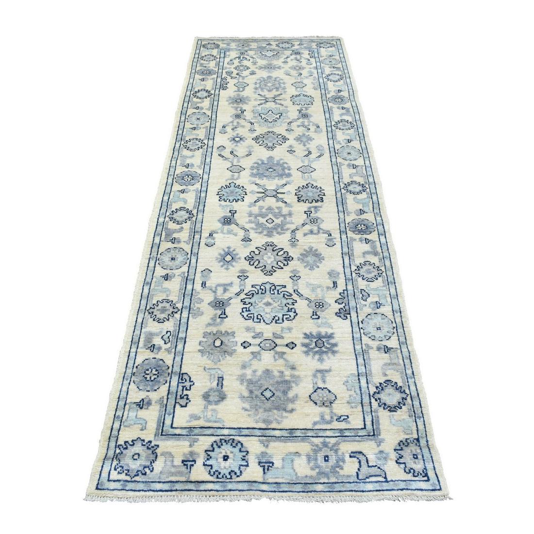 Hand Knotted Ivory Angora Oushak with Soft Colors Pure Wool Oriental R (1 of 6)