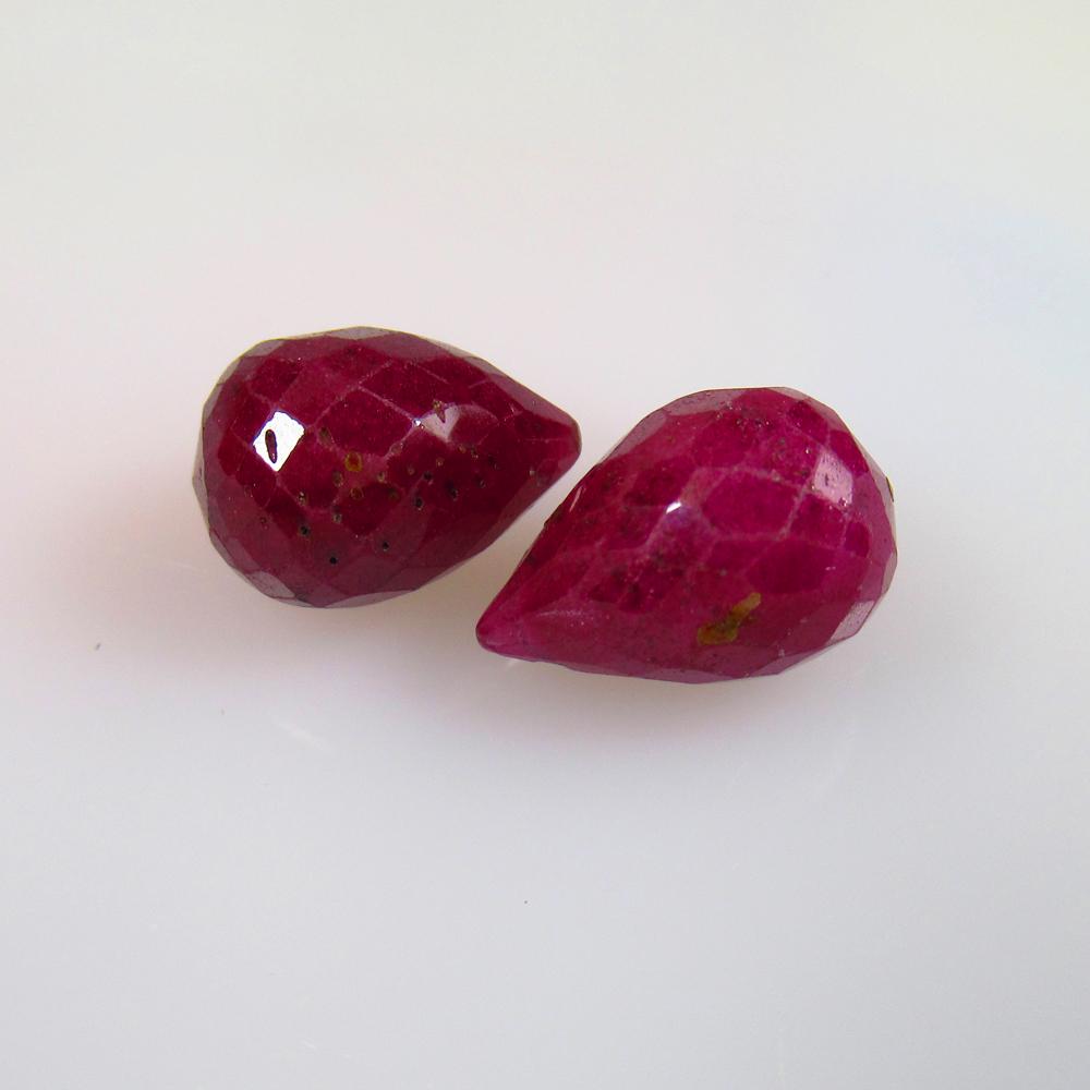 13.50 Ctw Natural 2 Mozambique Red Ruby Pear Drop Beads (1 of 2)
