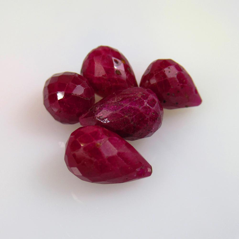 23.06 Ctw Natural 5 Mozambique Red Ruby Pear Drop Beads (1 of 2)