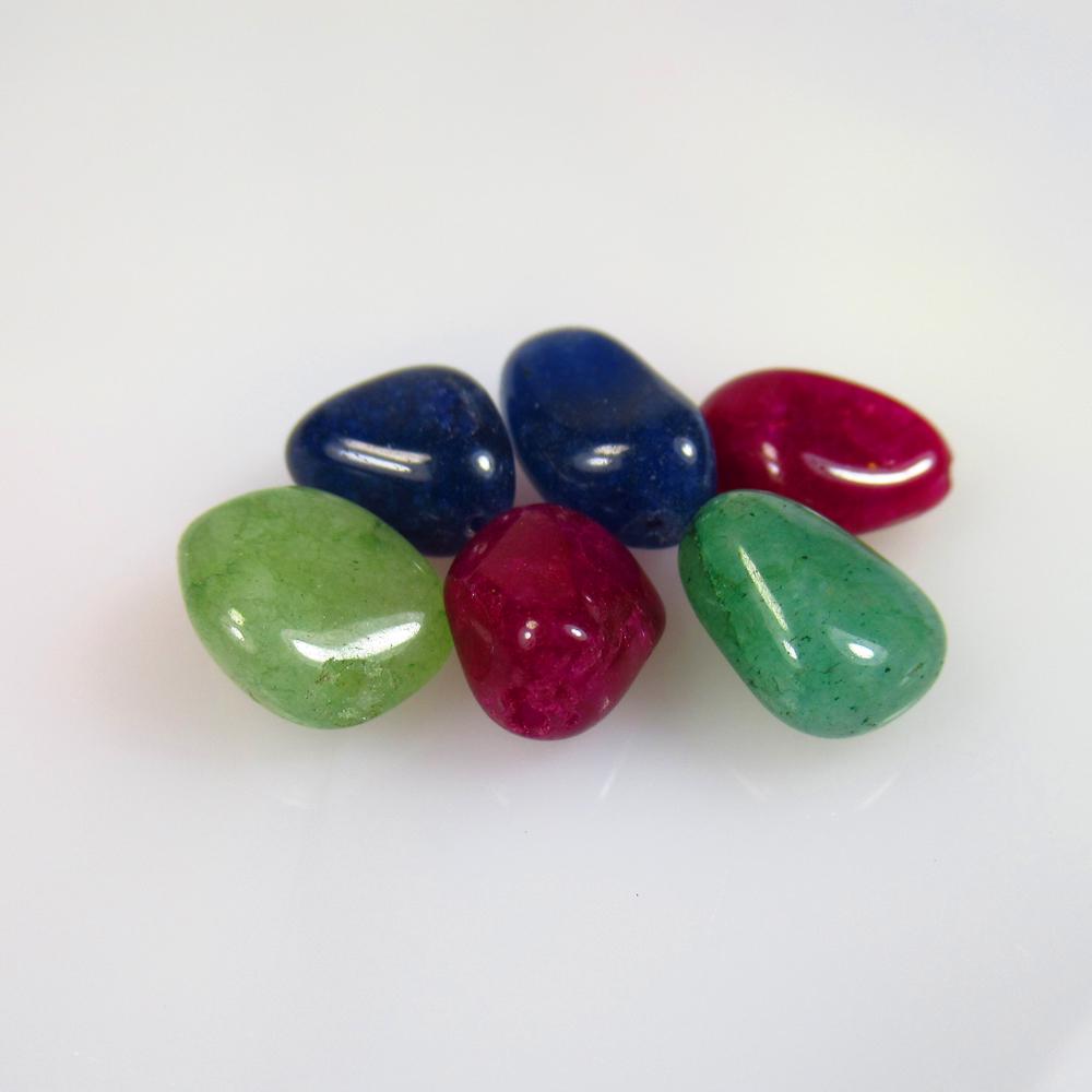 20.56 Ctw Natural 6 Emerald Ruby Sapphire Dumble Beads (1 of 2)