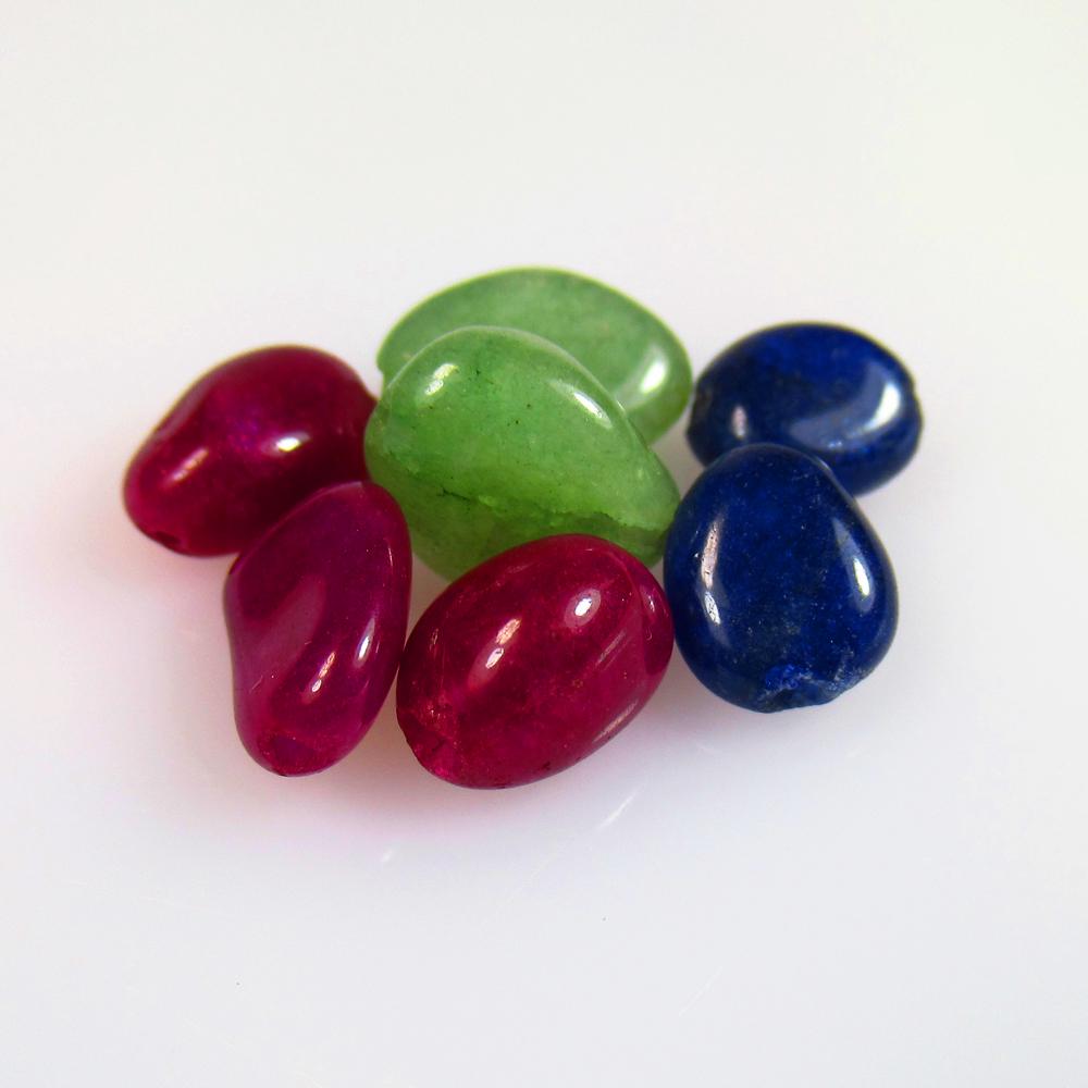 15.80 Ctw Natural 7 Emerald Ruby Sapphire Dumble Beads (1 of 2)