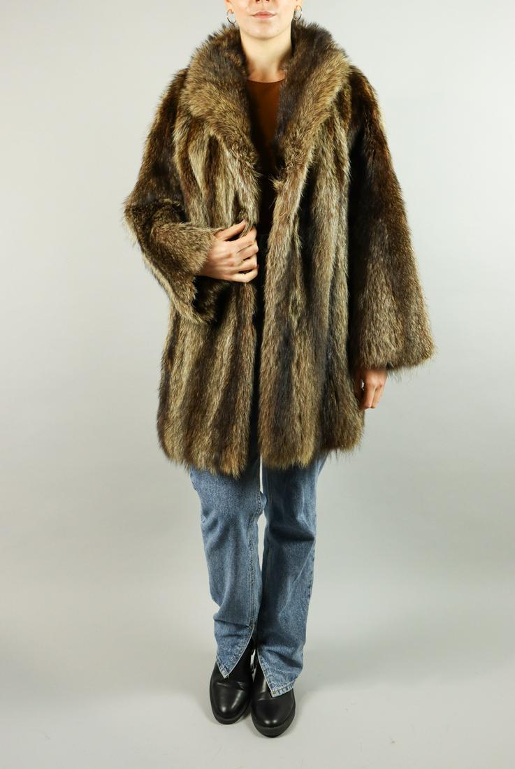BROWN RACCOON FUR JACKET US16; EU L (1 of 11)