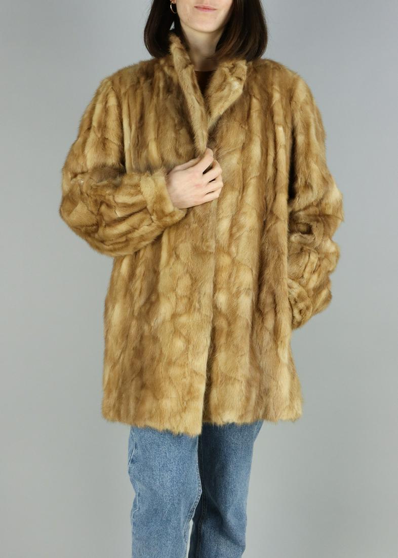 BEIGE MINK FUR JACKET US 20 EU XL (1 of 11)