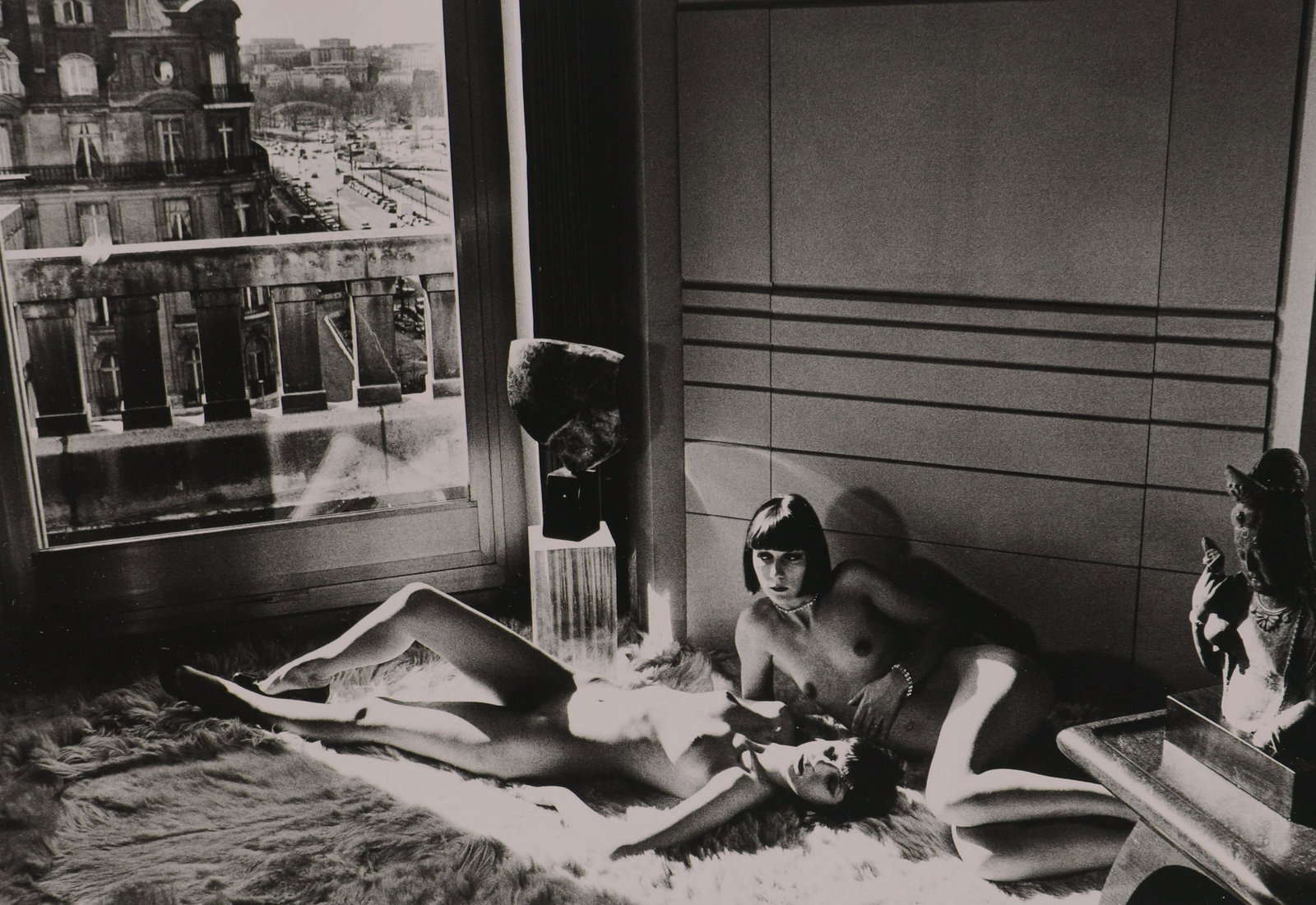 HELMUT NEWTON - Mannequins reclining, Quai d’Orsay, 1977: Artist: HELMUT NEWTON Print Title: Mannequins reclining, Quai d’Orsay, 1977 Medium: Photo-lithograph Printed in 2000’s in Italy Image size (inches) approx. 6.5 x 9.5” Helmut Newton (