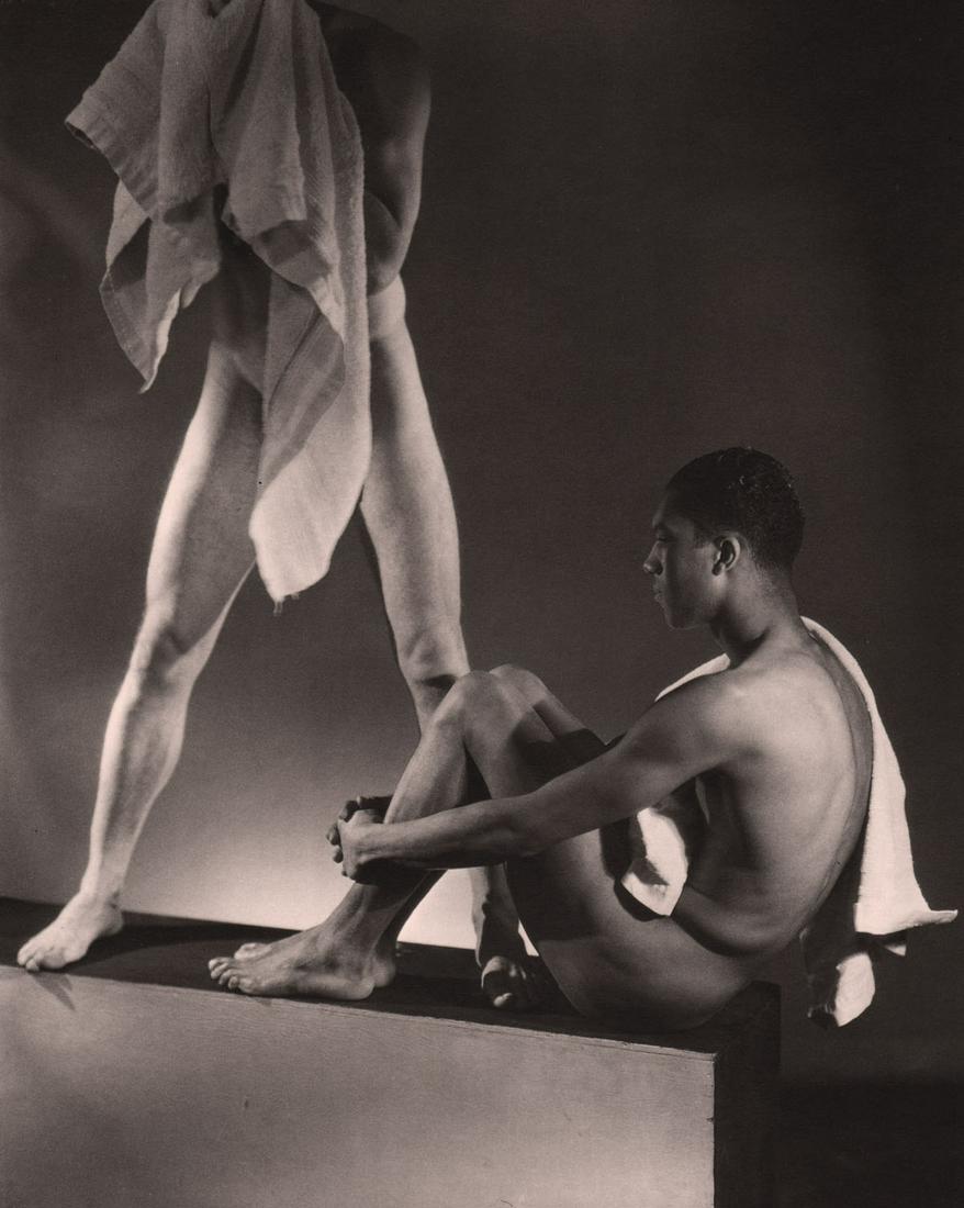 GEORGE PLATT LYNES - Male Nudes, 1935: Artist: GEORGE PLATT LYNES Print Title: Male Nudes, 1935 Medium: Medium: Duotone Photoengraving Printing Date: 1990’s Printed in USA Image Size approx: 8.5 X 6.75” George Platt Lynes (1907