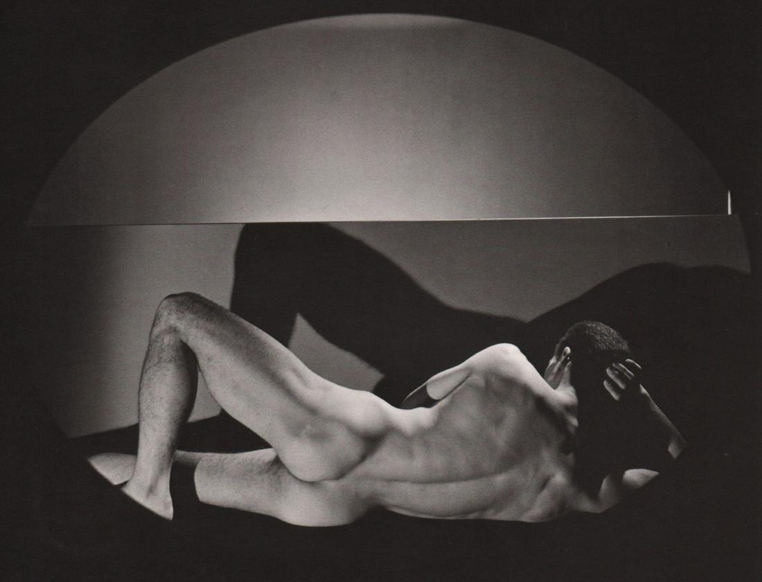 GEORGE PLATT LYNES - Male Nude, 1954: Artist: GEORGE PLATT LYNES Print Title: Male Nude, 1954 Medium: Duotone Photoengraving Printing Date: 1990’s Printed in Germany Image Size: approx. 6.5 x 8.5” George Platt Lynes (1907-1955