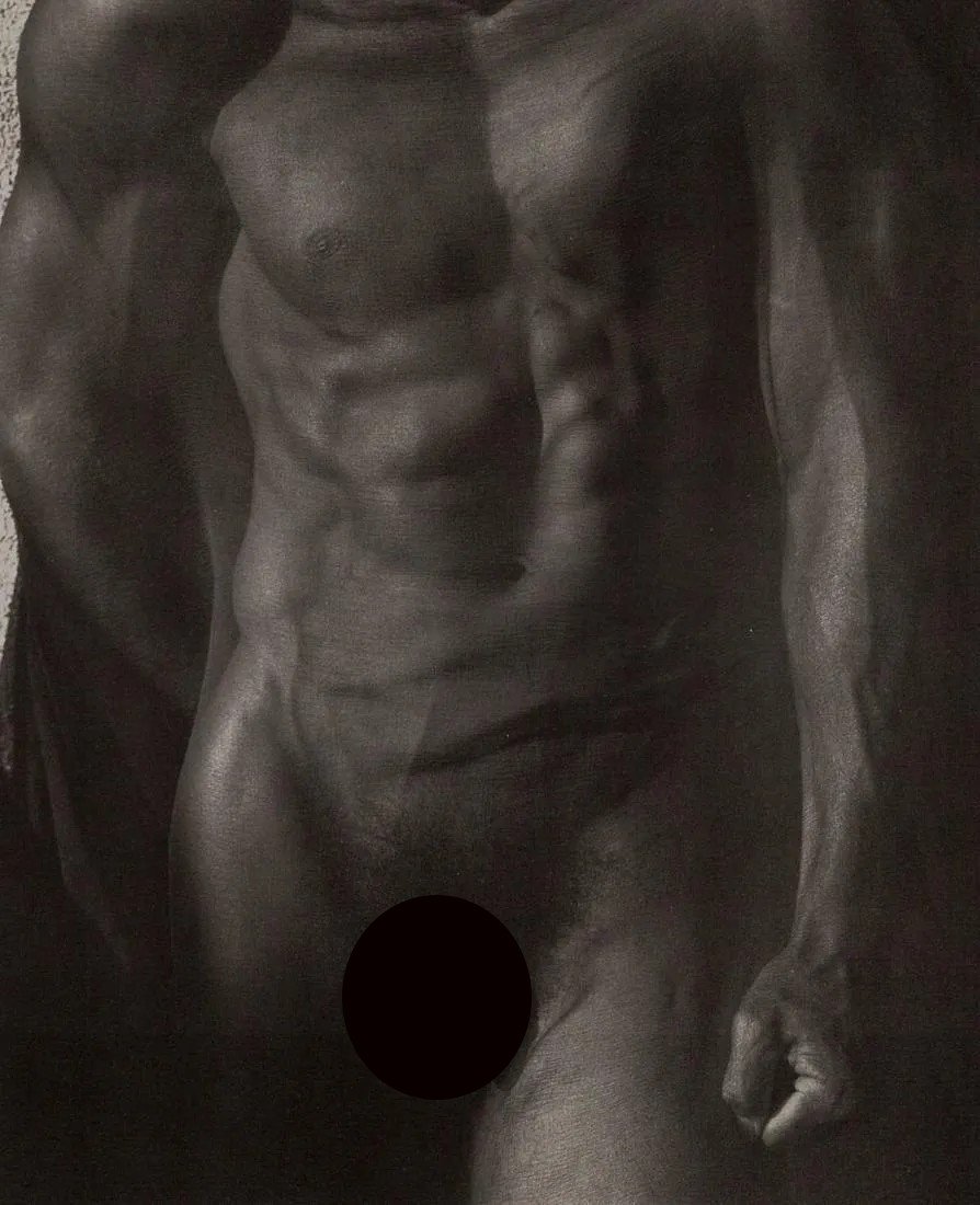 HERB RITTS - Male Nude, 1984: Artist: HERB RITTS Print Title: Male Nude, 1984 Printing Date: 1980s Medium: Photo-Lithograph Printed in: Germany Image Size: approx. 8 x 6.25” Herbert "Herb" Ritts Jr. was an American fashion p