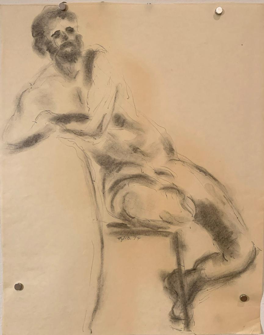 Frank J Bette: Male Nude Seated: Frank J. Bette (1903-1999) Franz Josef Bette was born in 1903 in Siedlinghausen Germany where his father and his uncle had a woodturning and furniture manufacturing shop. While Frank’s schooling and