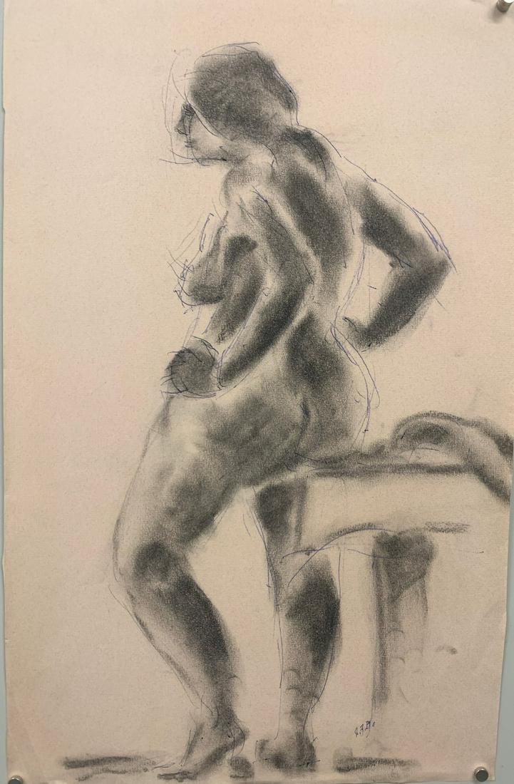 Frank J Bette: Nude Sitting on Table: Frank J. Bette (1903-1999) Franz Josef Bette was born in 1903 in Siedlinghausen Germany where his father and his uncle had a woodturning and furniture manufacturing shop. While Frank?s schooling and a