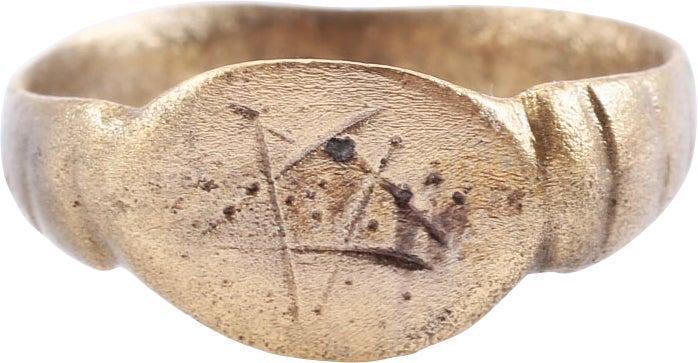 MEDIEVAL SORCERER'S PENTAGRAM RING, C.500-900 AD, SZ 9 1/4 (1 of 4)