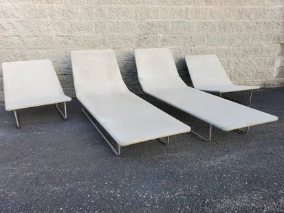 Italian 2 Sand and 2 Surf Sun Loungers by Francesco Rota for Paola Lenti - Set of 4: Materials: cataphoresis steel, polyester varnish, rope fabric, metal, stainless steel, steel Description Vintage Modern Italian 2 Sand and 2 Surf Sun Loungers by Francesco Rota for Paola Lenti - Set o
