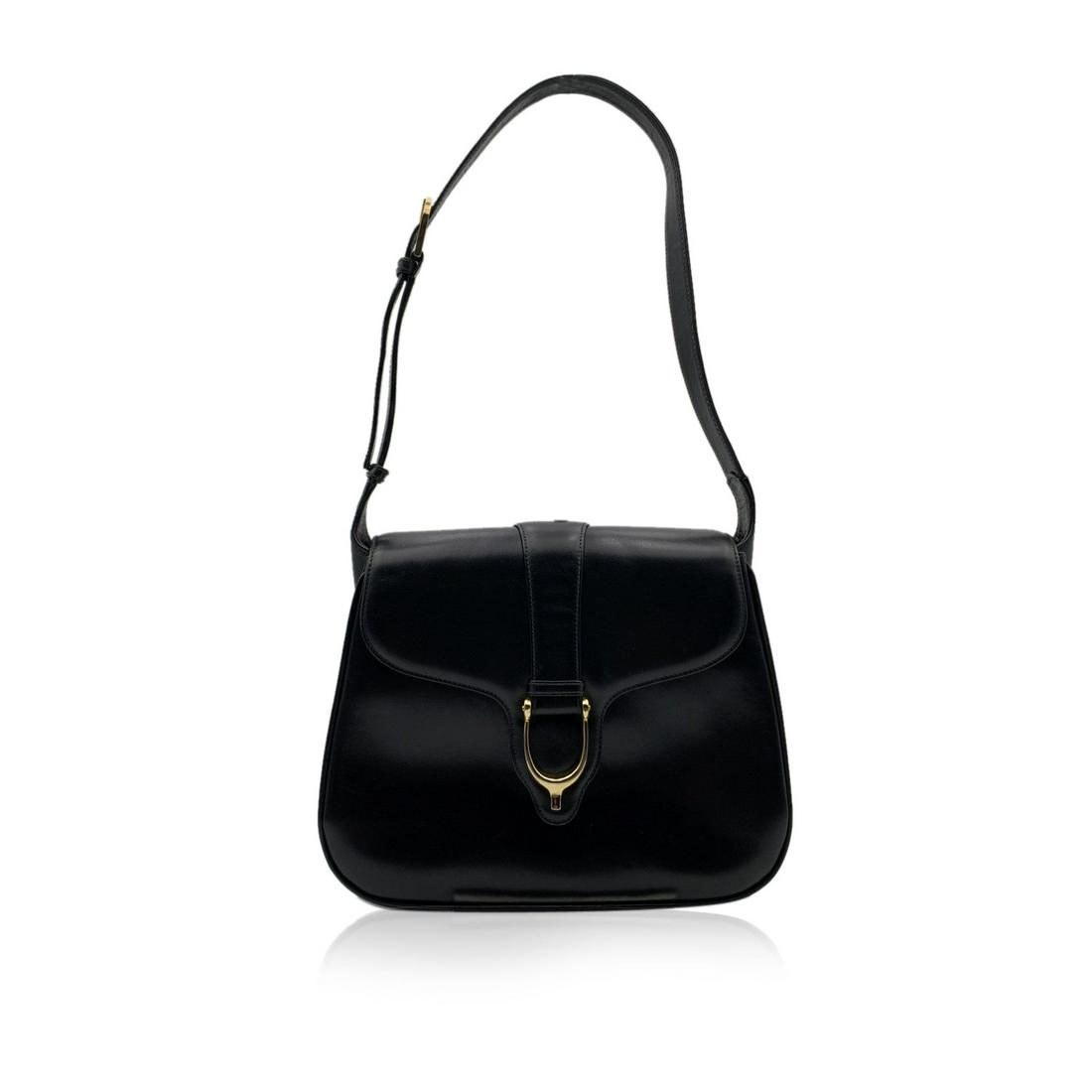 Gucci Vintage Black Leather Spur Box Shoulder Bag Handbag (1 of 10)