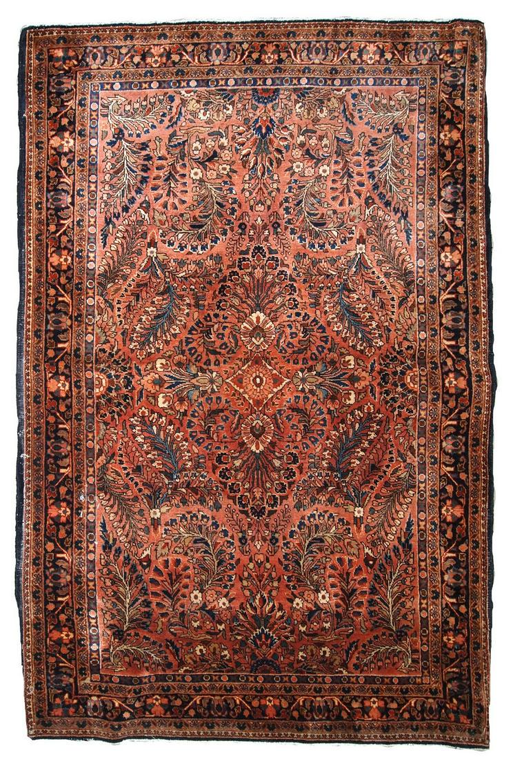 Handmade antique Persian Sarouk rug 3.6' x 5.5' (110cm x 167cm) 1920s (1 of 7)