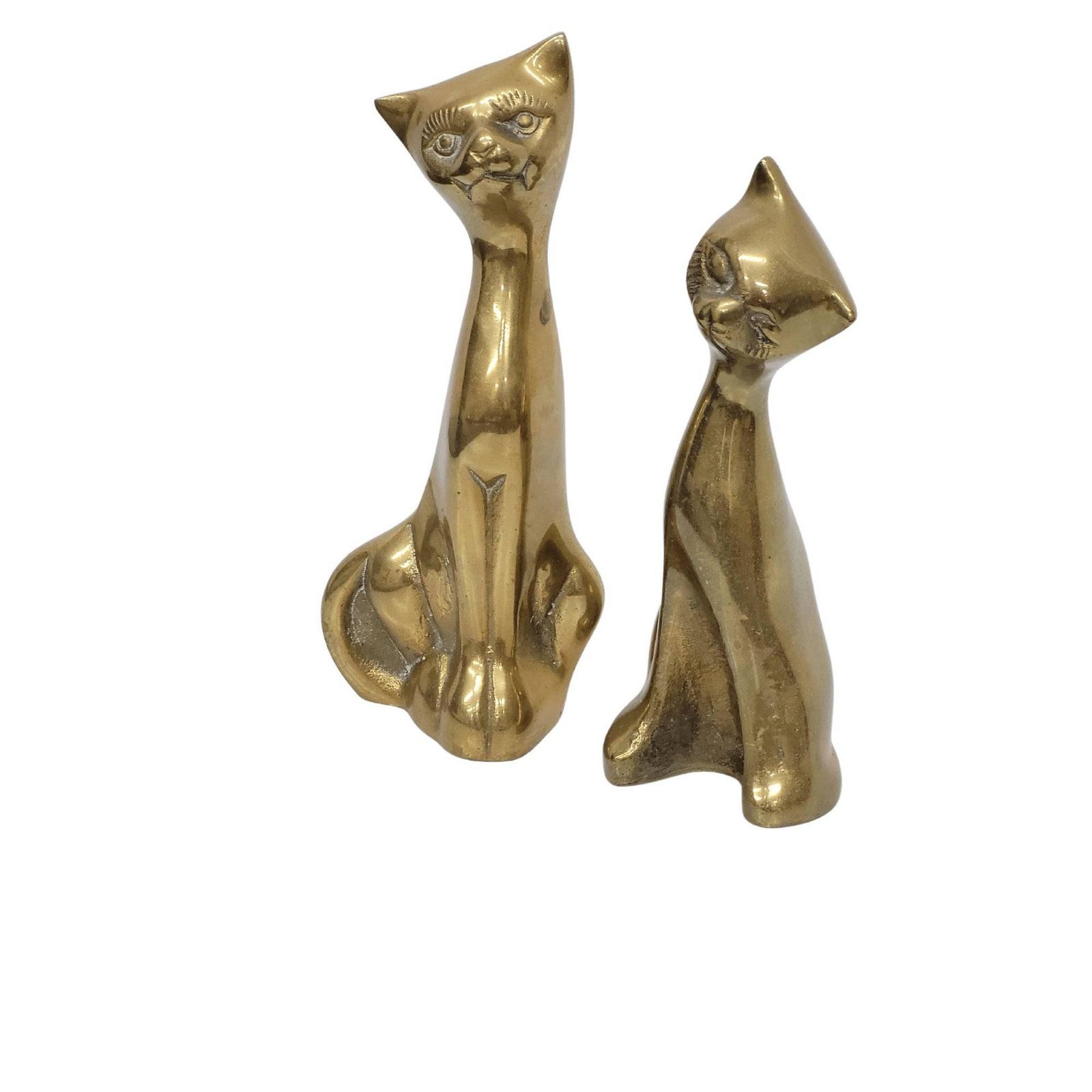 Vintage Brass MCM Cats Statue Table Art Sculptures Mid Century Modern Home Decor (1 of 7)