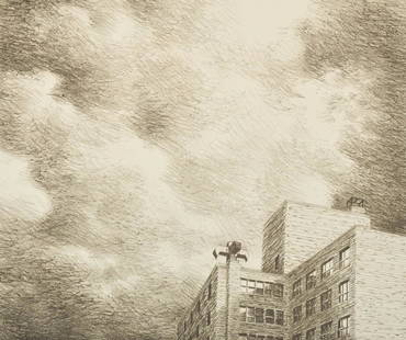 Yvonne Jacquette Urban Lithograph, Signed Edition: Title: Yvonne Jacquette Urban Lithograph, Signed Edition Date/Period: 20th Century Dimension: 22"h, 24.25"w (not framed) Material: paper Additional Information: Artist/Designer; Manufacturer: Yvonne J