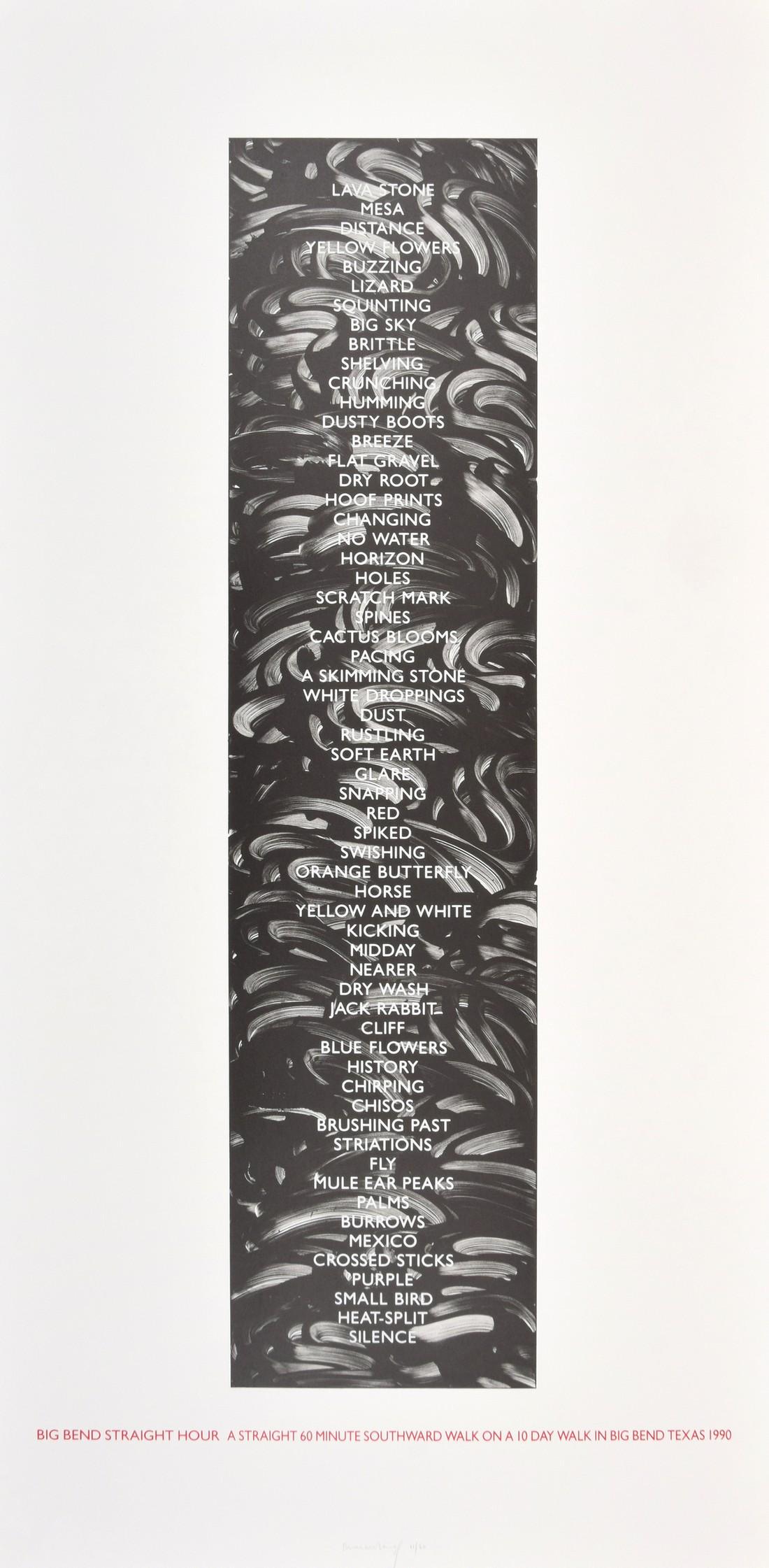 Large Richard Long Lithograph/Screenprint, Signed: Title: Large Richard Long Lithograph/Screenprint, Signed Date/Period: 20th Century Dimension: 74.25"h, 36.25"w (not framed) Material: paper Additional Information: Artist/Designer; Manufacturer: Richa