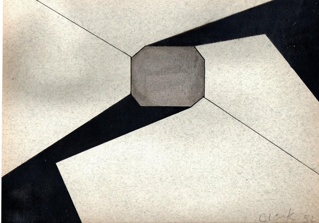 Lygia Clark 1952 (ATTRIBUTED TO)- drawing: Description: Lygia Clark (ATTRIBUTED TO) is one of the most famous brazilian modernist painters. This amazing drawing was acquired in 1970. From the important gallery "Galeria Bonino" in Buenos Aires.