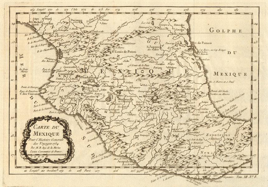 Carte du Mexique'. Central Mexico. BELLIN 1754 old antique map plan chart: Title: Carte du Mexique'. Central Mexico. BELLIN 1754 old antique map plan chart Description: Carte du Mexique [Map of Mexico]' by Jacques-Nicolas Bellin (1754). Antique copperplate map, 21.5 x 31.0cm