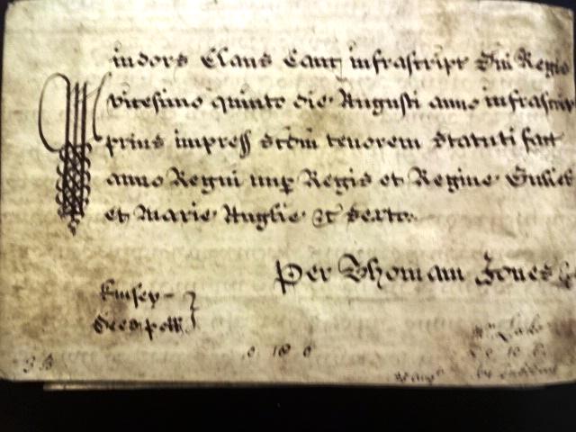 1720 English Vellum London Surgeon Executor: Handwritten English manuscript document on vellum appointing the widow of William Kinsey, late Citizen and Surgeon of London, as his Executor. Nicely penned with blue revenue stamps, tax stamp, and re