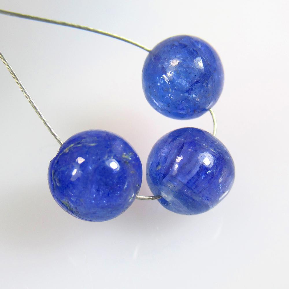9.00 Ctw Natural 3 Drilled Tanzanite Round Ball Beads (1 of 2)