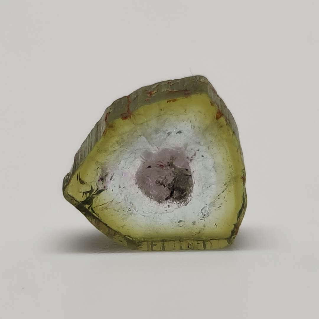 1.90 ct Natural Watermelon Bio Tourmaline Slice: No Reserve! Title: 1.90 ct Natural Watermelon Bio Tourmaline Slice Additional Information: Gemstones: Tourmaline Carat Weights: 1.90 ct Size/Dimensions: 9 X 9 X 2.5 mm Materials & Techniques: Tourmali