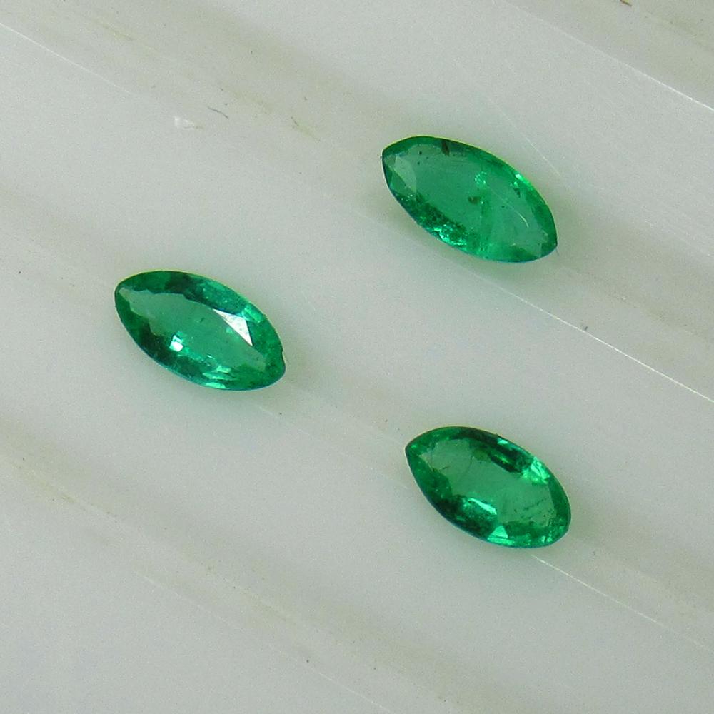 0.65 Ctw Natural 3 Zambian Emerald Marquise Set (1 of 3)