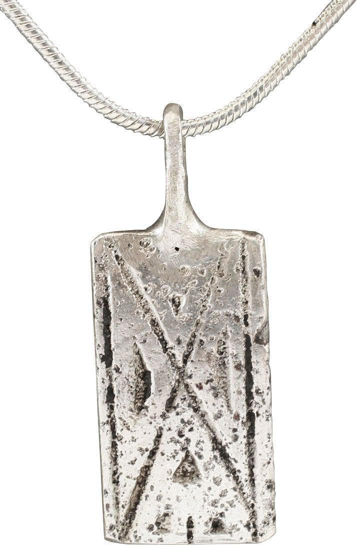 RARE VIKING WARRIOR'S BRACELET PENDANT NECKLACE: 10th-11th century AD. Vikings were highly skilled metallurgists, and as a result, breaking metal had supernatural significance for them. Breaking ringjarn (iron rings) as shown on the Larbro Stone in 